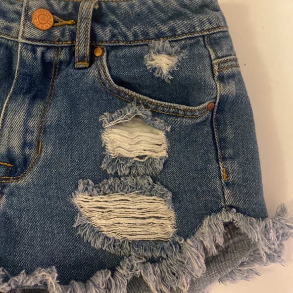 -PacSun High Rise Festival Jean Shorts    Size 23 Distressed Raw Hem - Picture 3 of 7